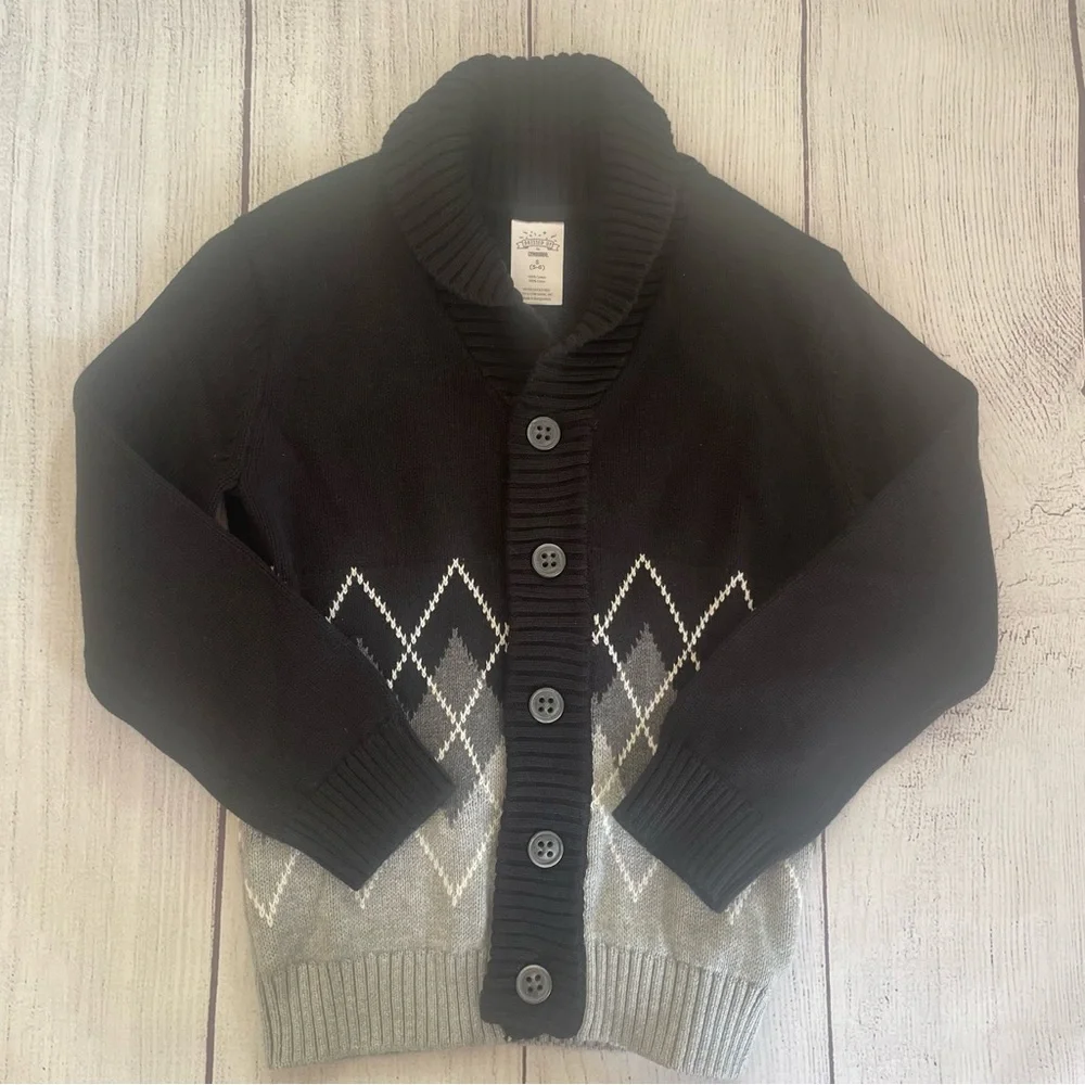 Gymboree All Dressed Up Black Argyle Sweater Size Small (5-6)